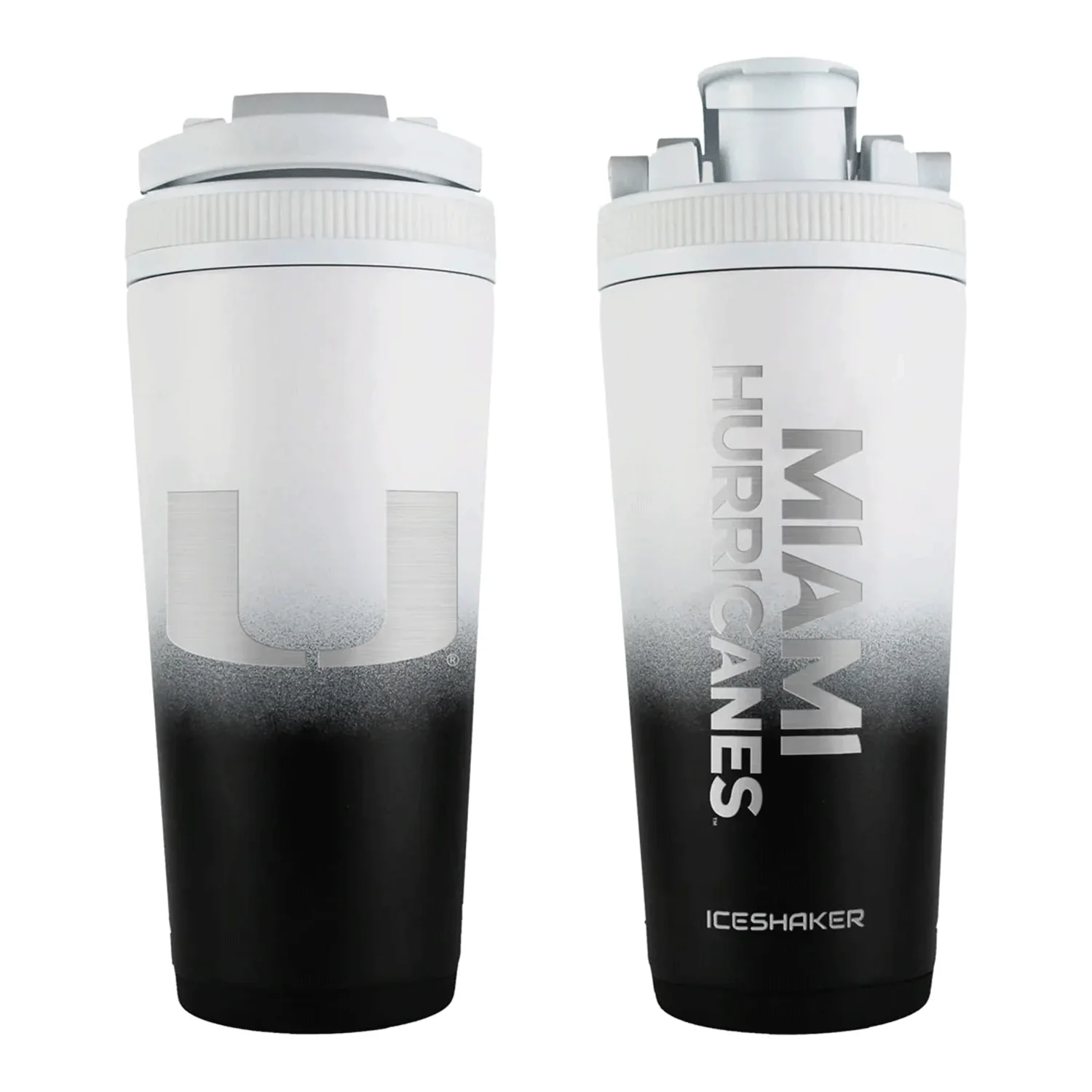 Wincraft Miami Hurricanes Black and White Fade 26 oz Ice Shaker - Image 3