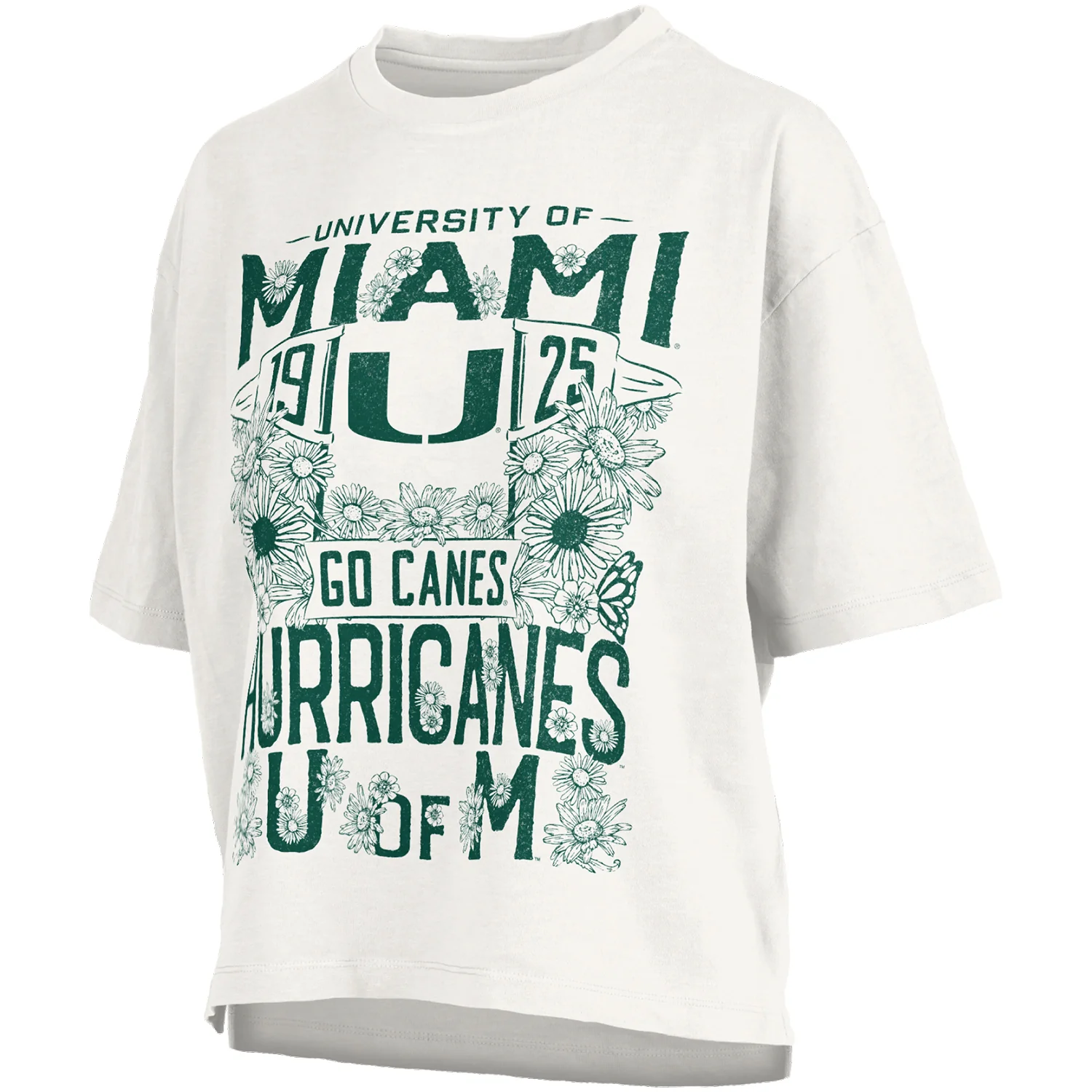 Pressbox Miami Hurricanes Women's White Floral Graphic T-Shirt