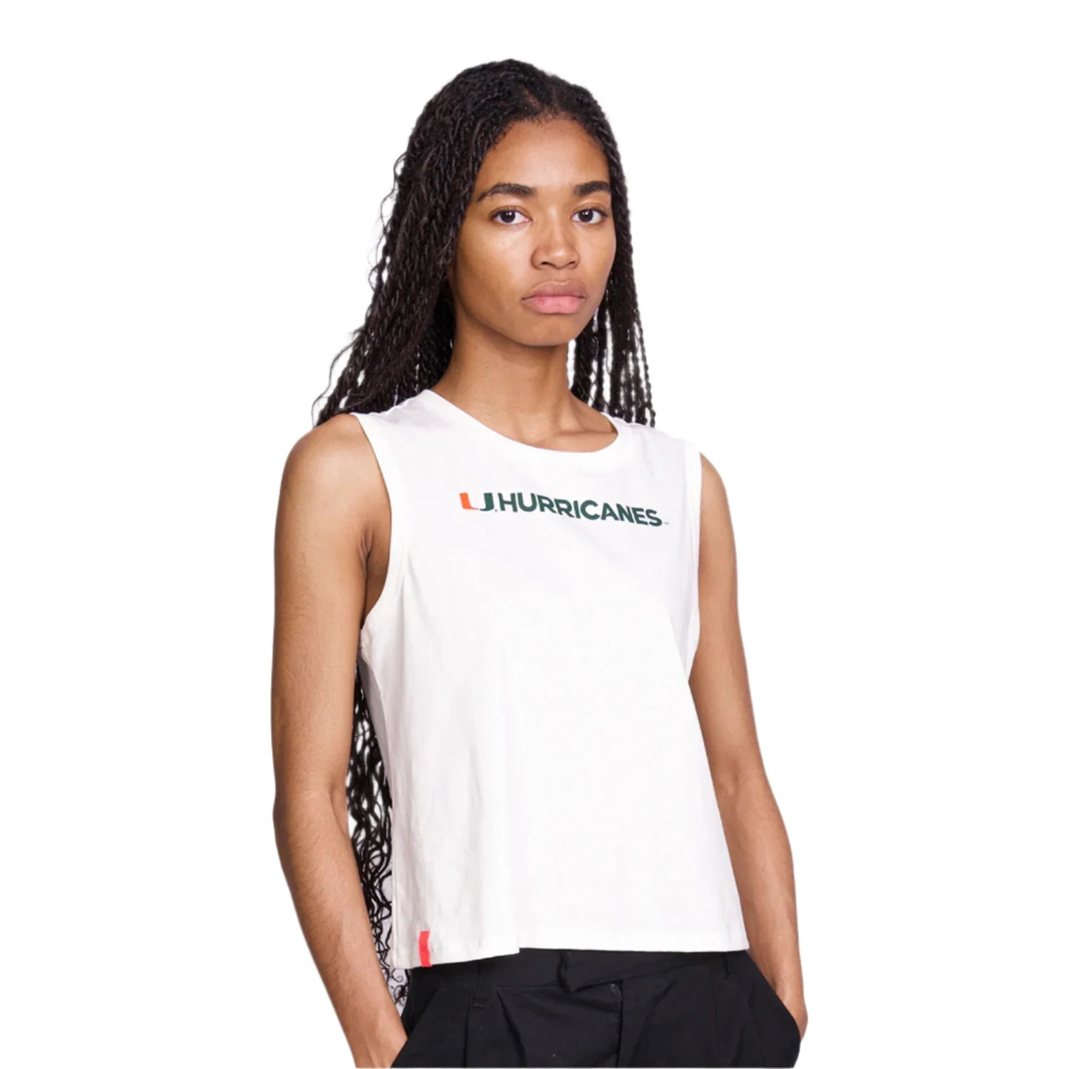 Lusso Miami Hurricanes Women's White U Hurricanes Tank Top - Image 2