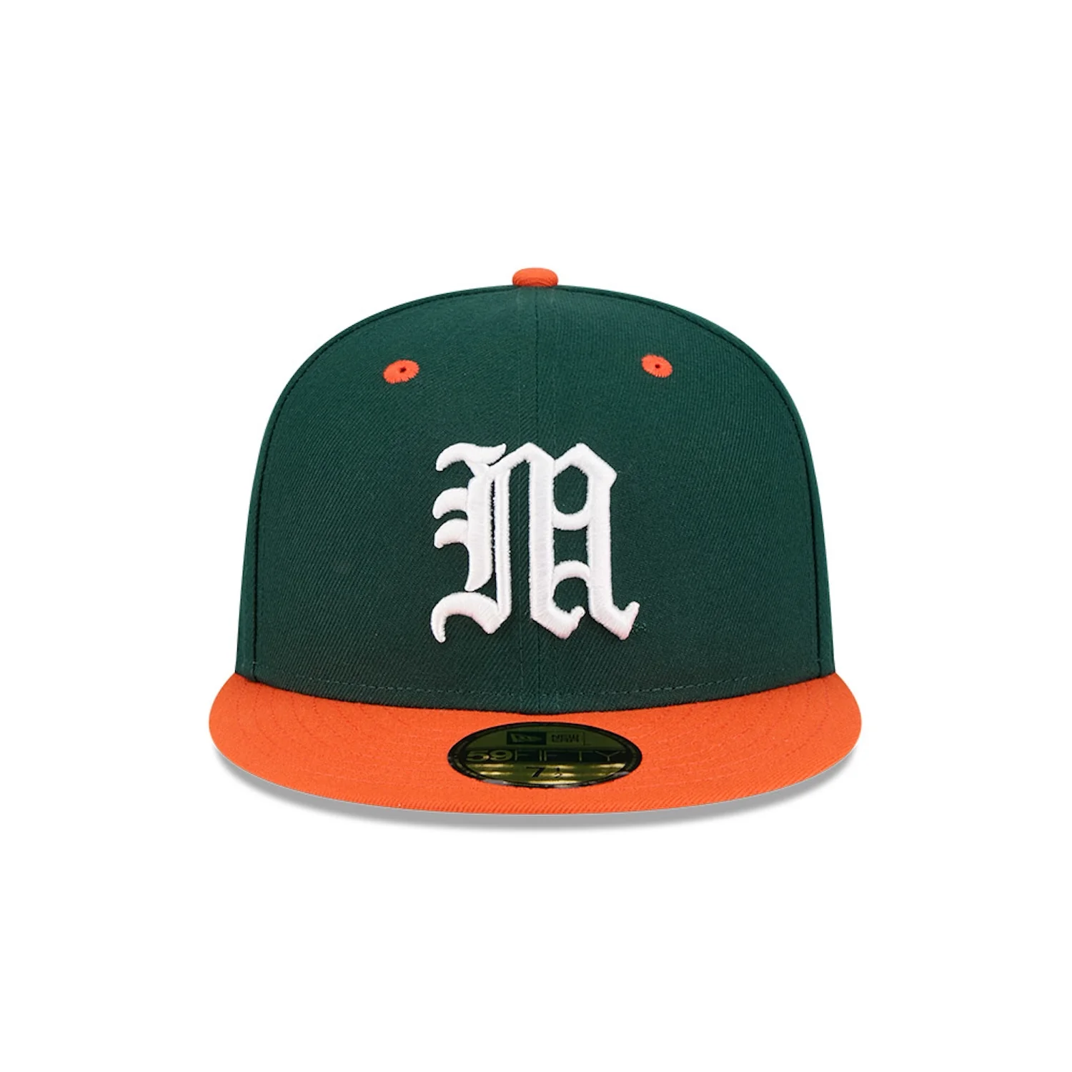 New Era Miami Hurricanes Green and Orange Old English "M" 59FIFTY Fitted Hat - Image 3