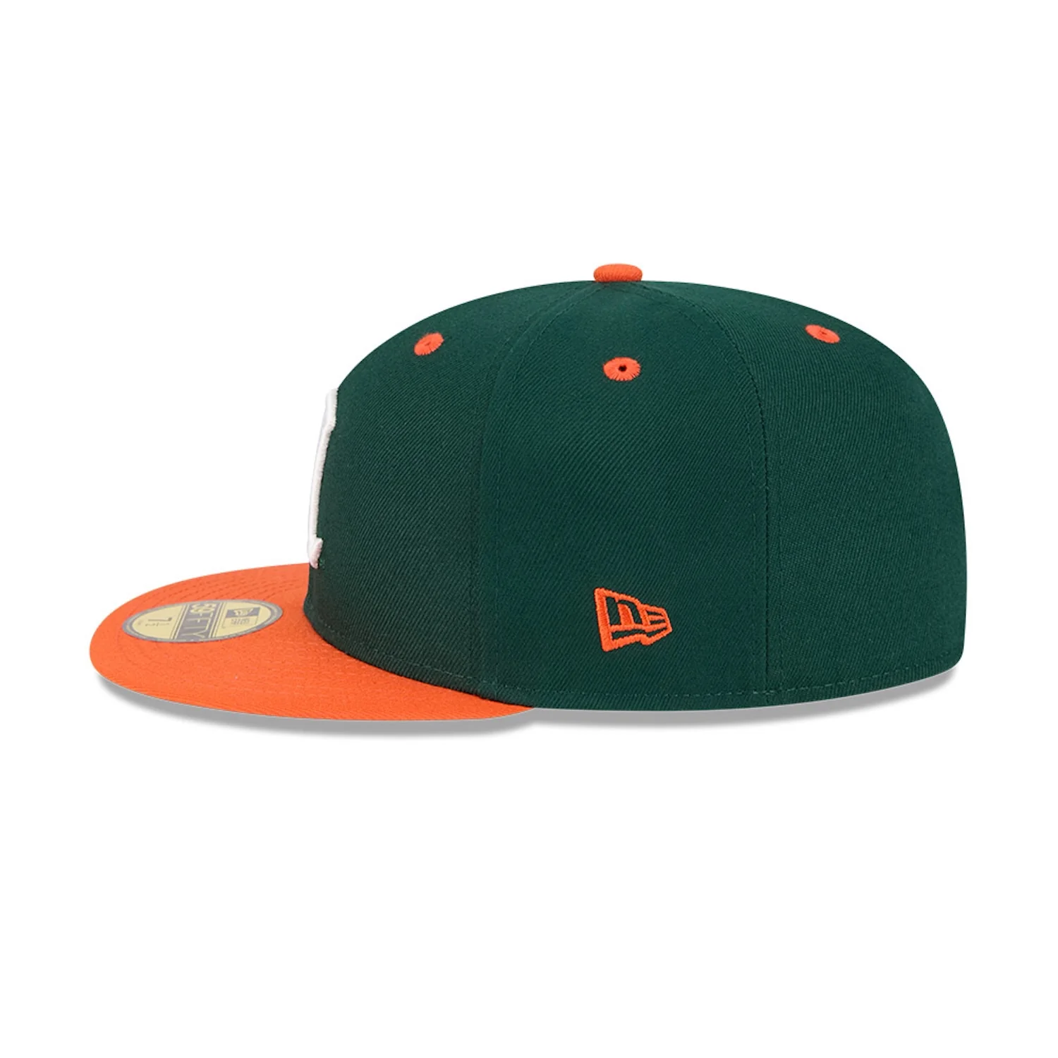 New Era Miami Hurricanes Green and Orange Old English "M" 59FIFTY Fitted Hat - Image 4