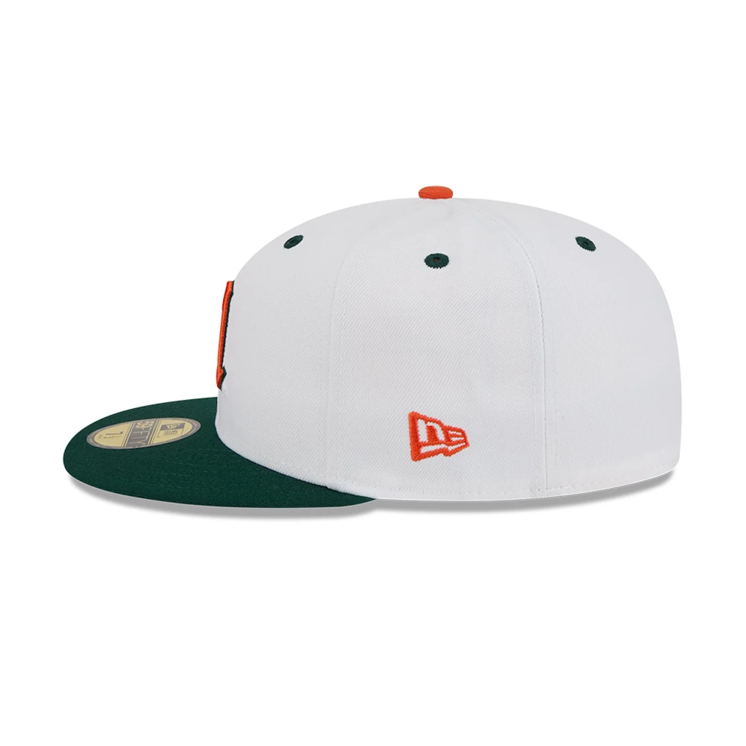 New Era Miami Hurricanes White and Green Old English "M" 59FIFTY Fitted Hat - Image 4