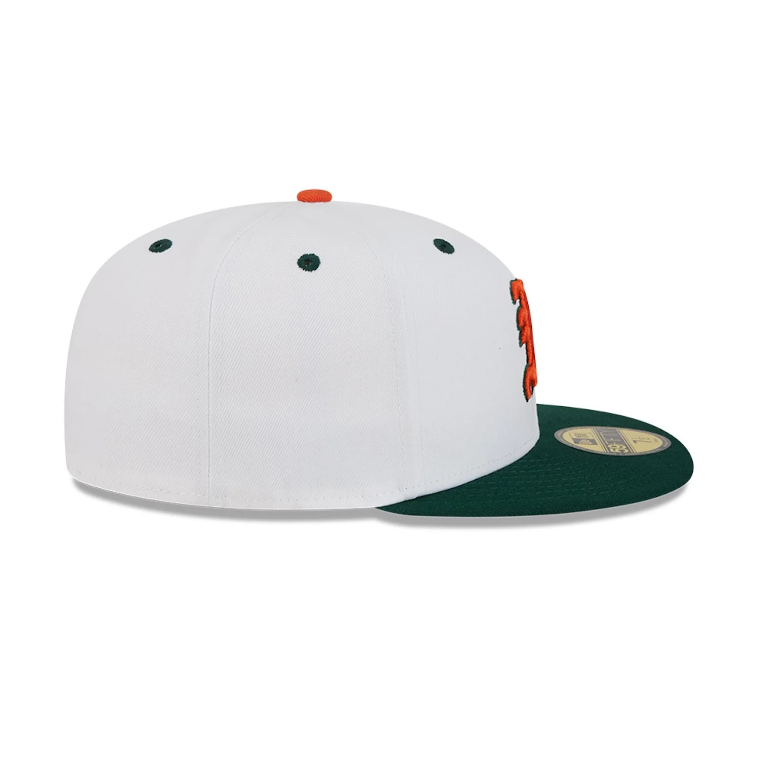 New Era Miami Hurricanes White and Green Old English "M" 59FIFTY Fitted Hat - Image 6