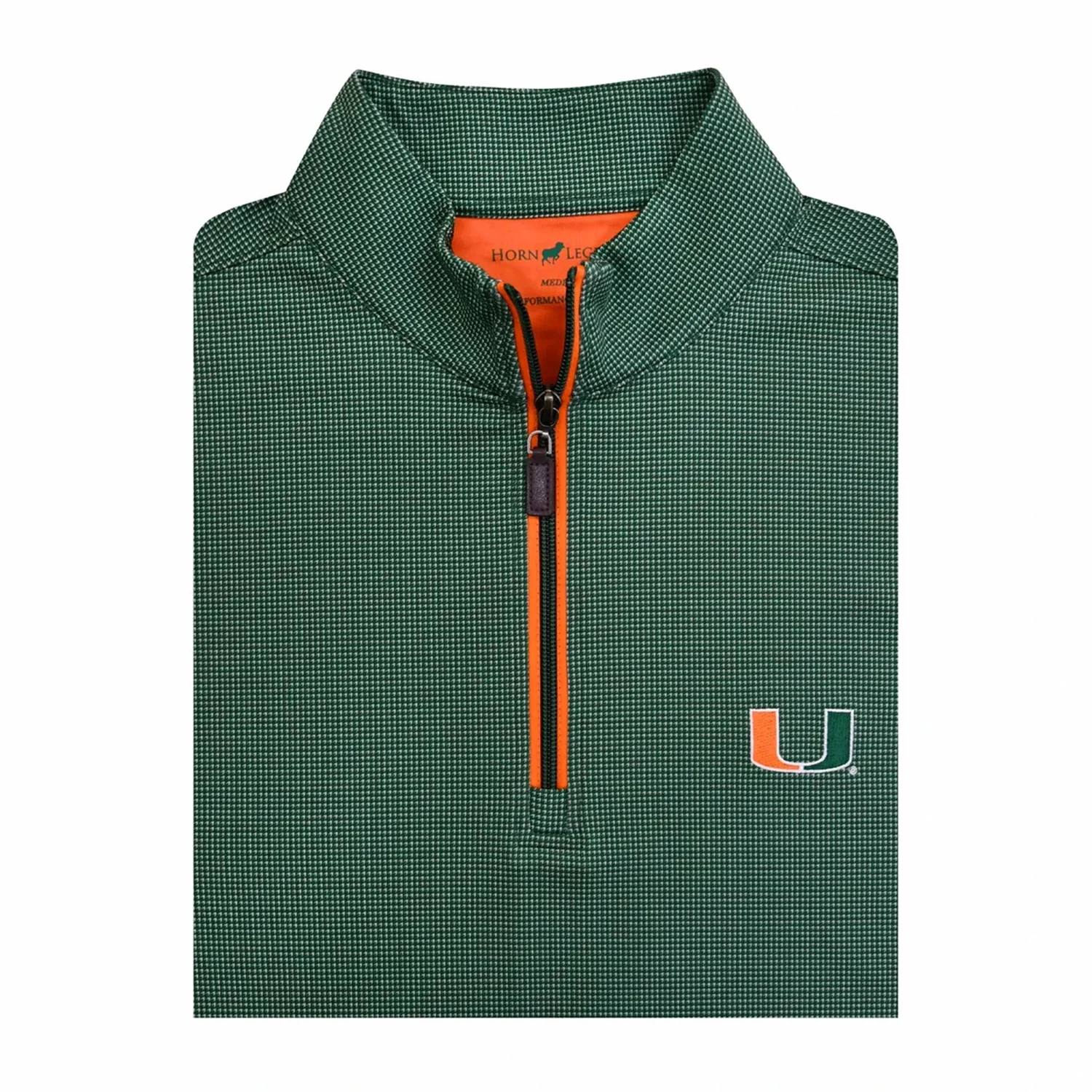 Horns Legends Miami Hurricanes Green U Quarter-Zip Performance Pullover - Image 2