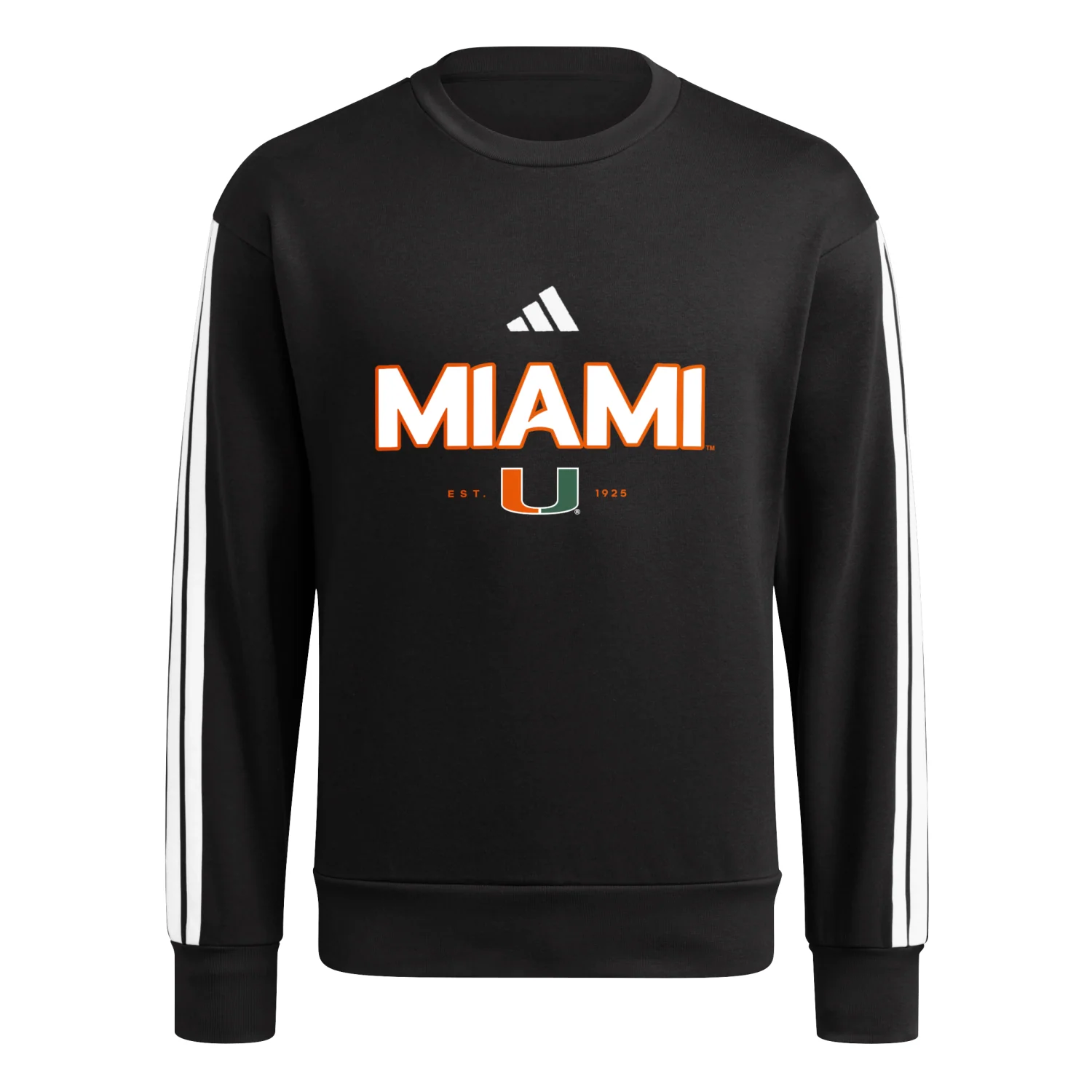 adidas Miami Hurricanes Black Sideline Crewneck Sweatshirt - Image 3