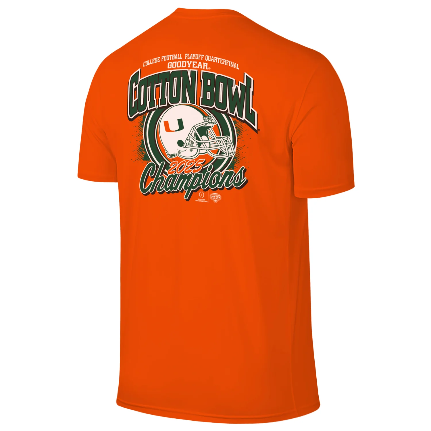 Retro Brands Miami Hurricanes Orange 2025 Goodyear Cotton Bowl Champions T-Shirt - Image 2