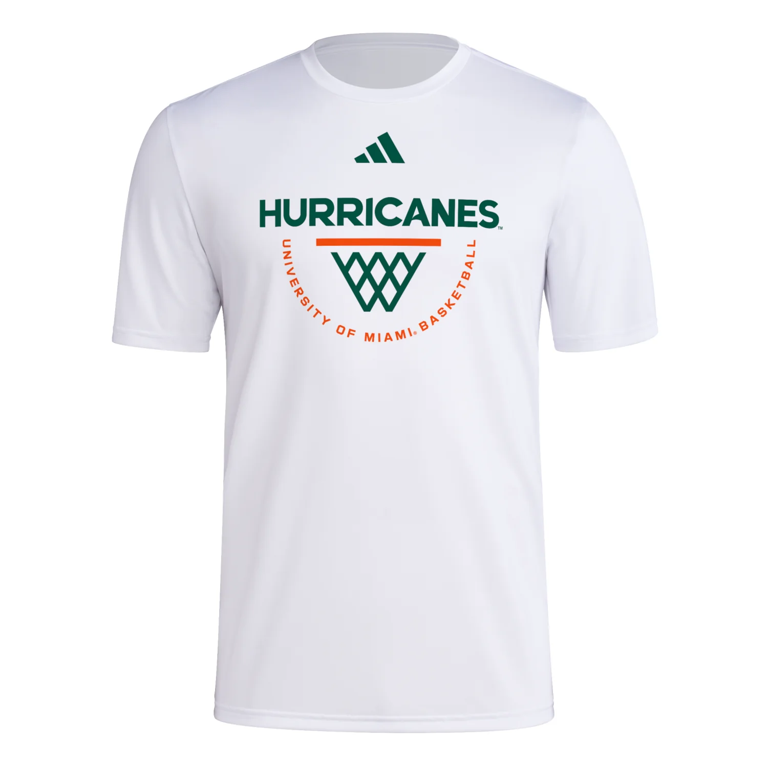 adidas Miami Hurricanes White Hurricanes Basketball T-Shirt