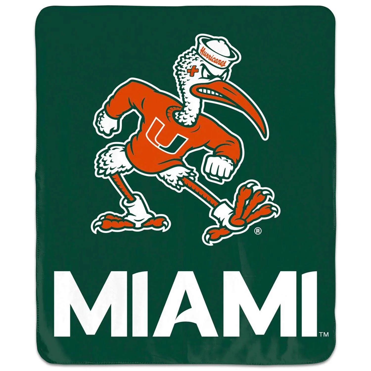 WinCraft Miami Hurricanes Green Sebastian the Ibis Lightweight Blanket