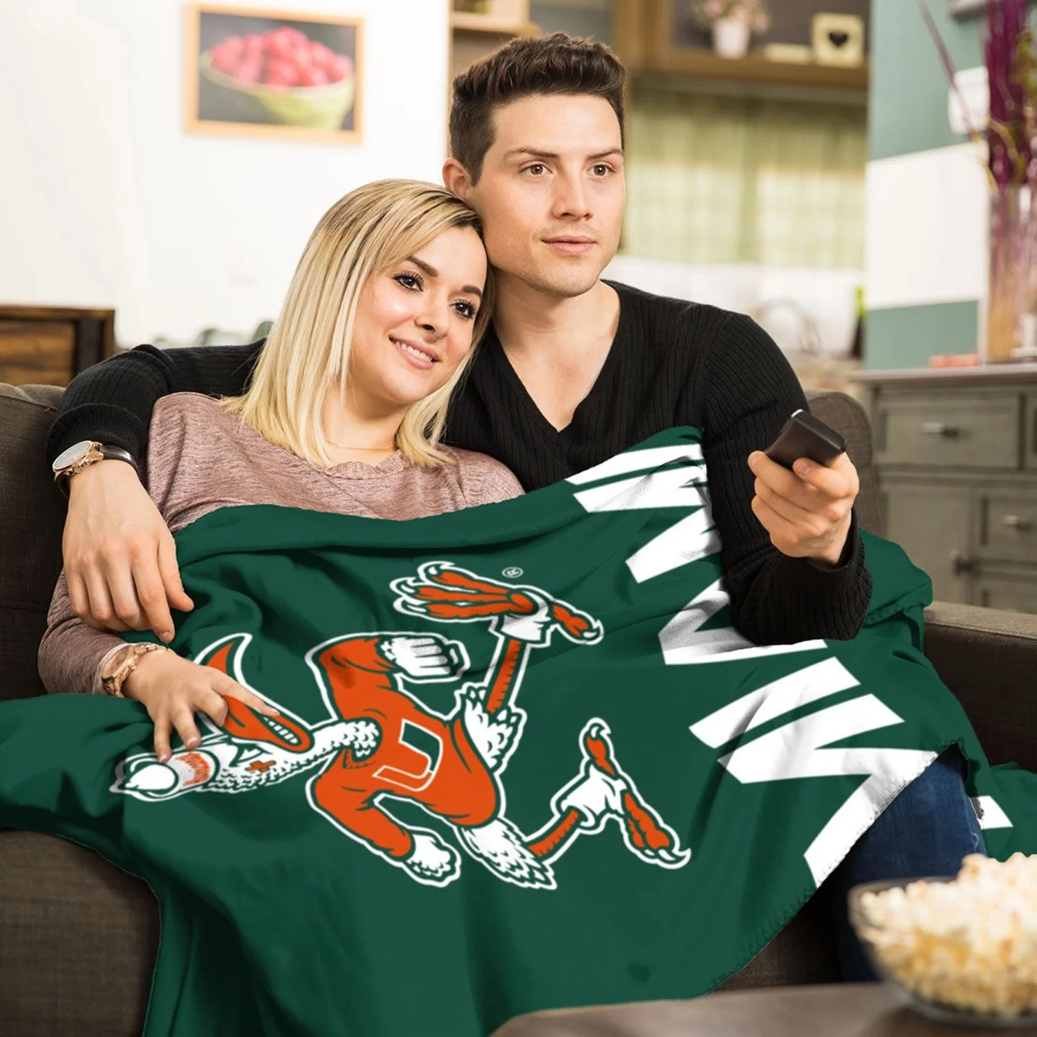 WinCraft Miami Hurricanes Green Sebastian the Ibis Lightweight Blanket - Image 2