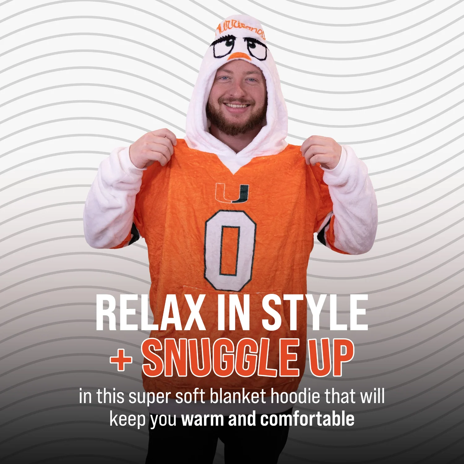 Orange Onions Miami Hurricanes Sebastian Snugible 2-in-1 Blanket Hoodie & Pillow - Image 4