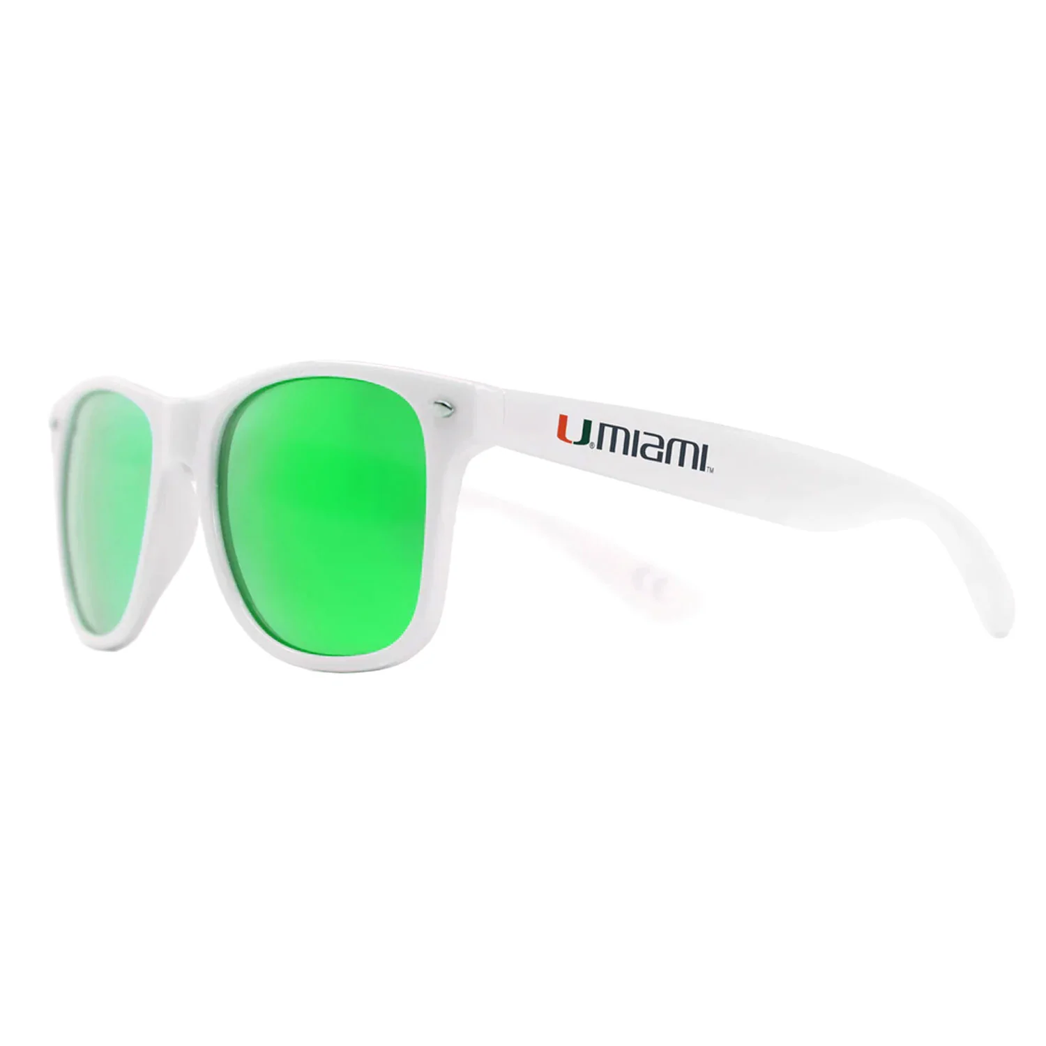 Society43 Miami Hurricanes White U Miami Retro Mirror Sunglasses - Image 2