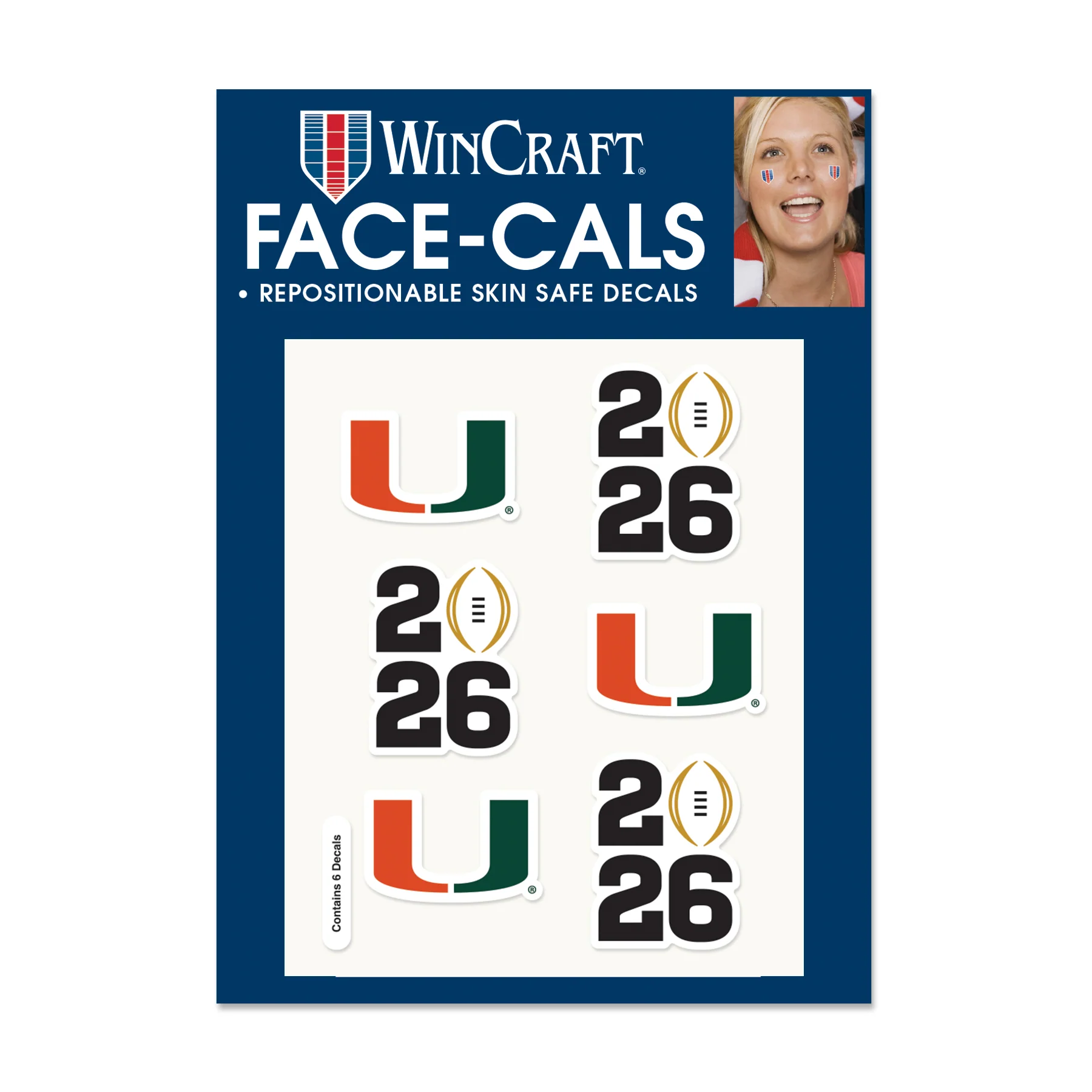 WinCraft Miami Hurricanes 2026 National Championship Face Decals