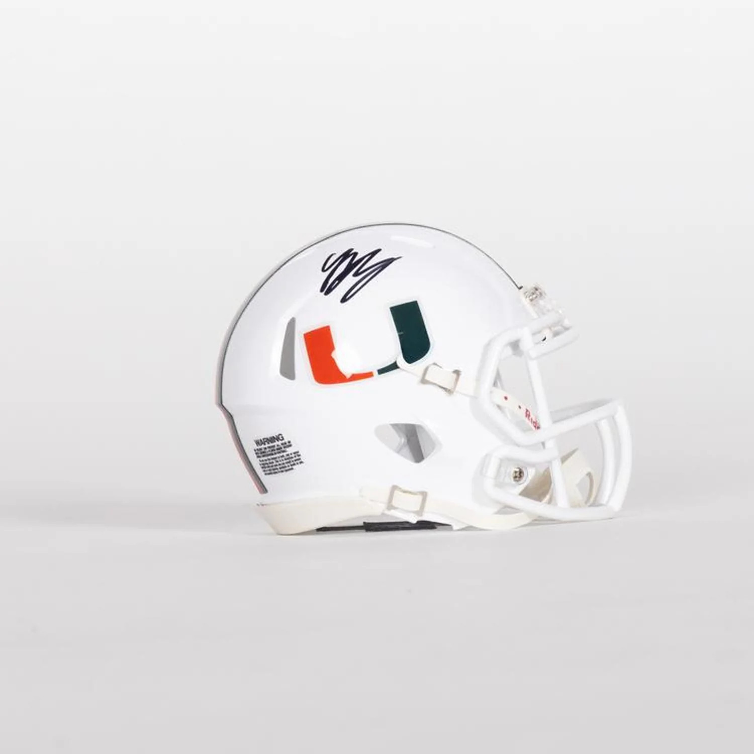 Riddell Miami Hurricanes Student Athlete #19 Brock Schott Autographed White Mini Football Helmet