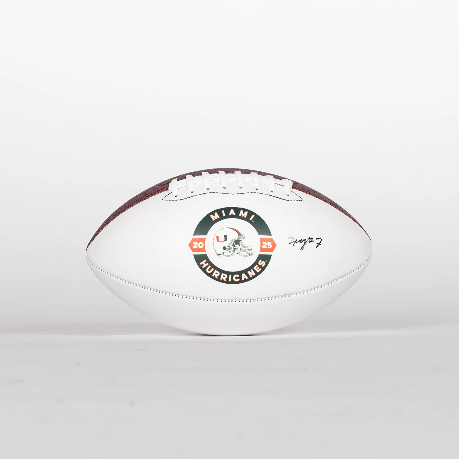 Baden Sports Miami Hurricanes Student Athlete #7 Zechariah Poyser Autographed White Full Size Football