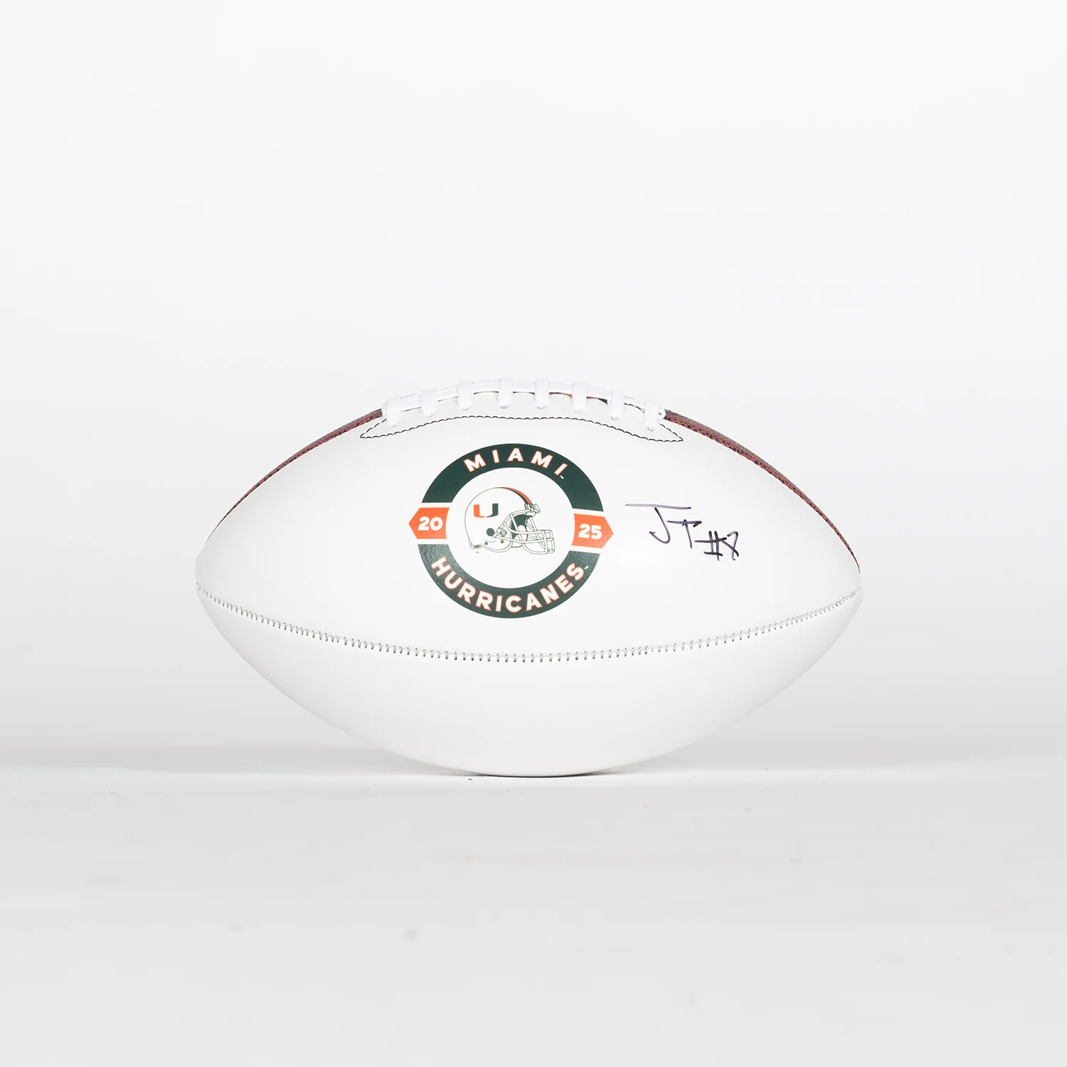 Baden Sports Miami Hurricanes Student Athlete #8 Jakobe Thomas Autographed White Full Size Football