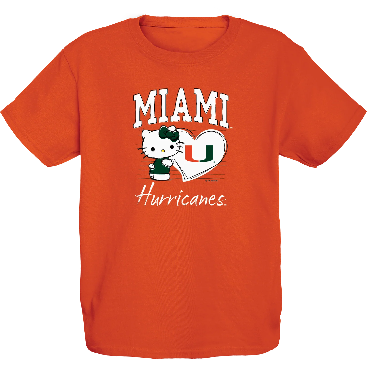 Hello Kitty Miami Hurricanes Youth Orange Miami T-Shirt