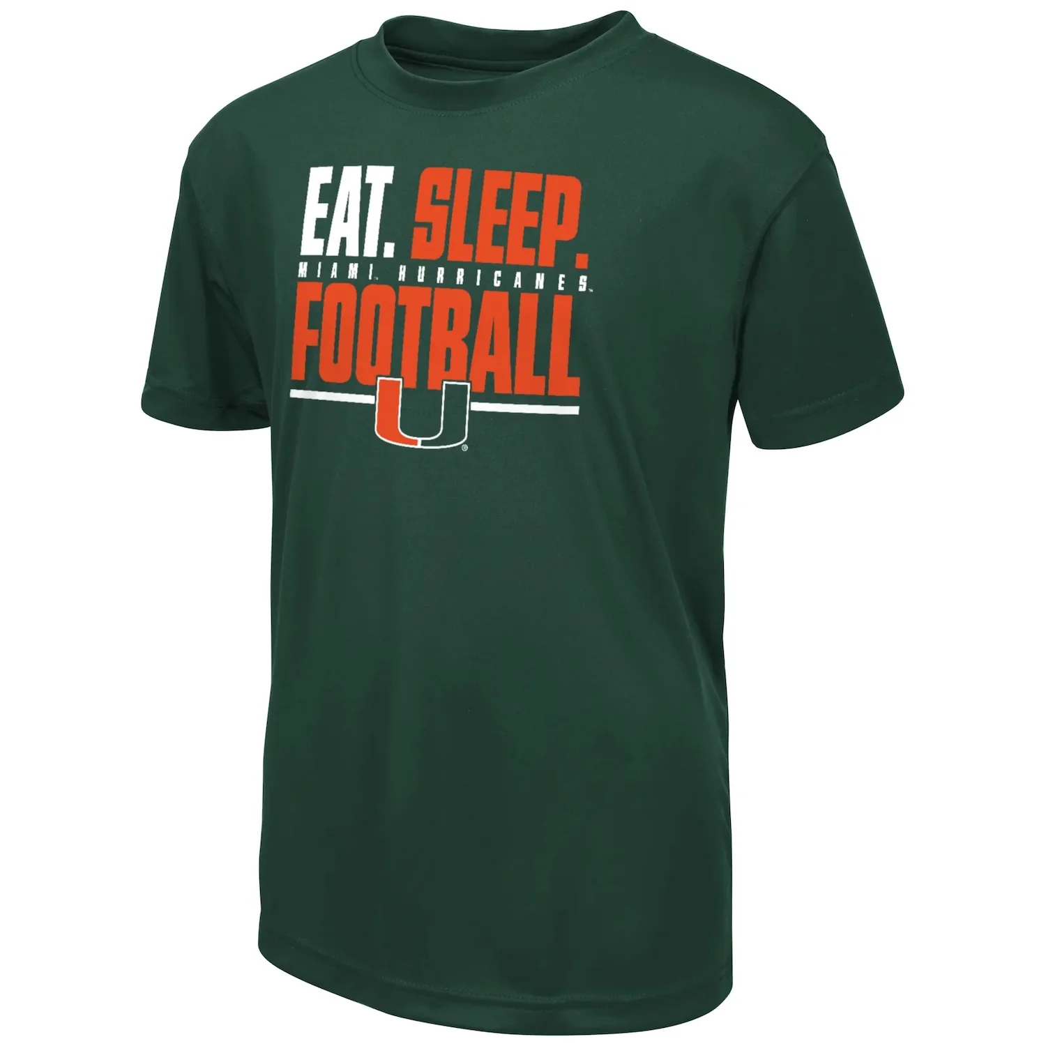 Colosseum Miami Hurricanes Youth Green Eat Sleep Football T-Shirt