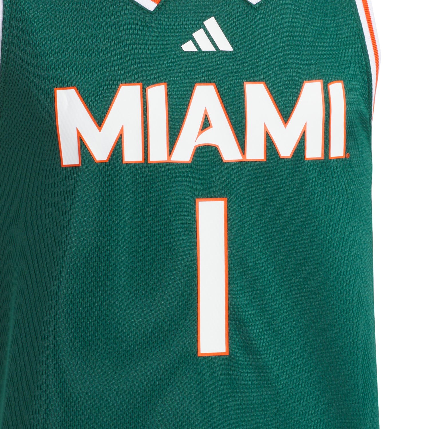 adidas Miami Hurricanes Youth Green Basketball Jersey - Image 3